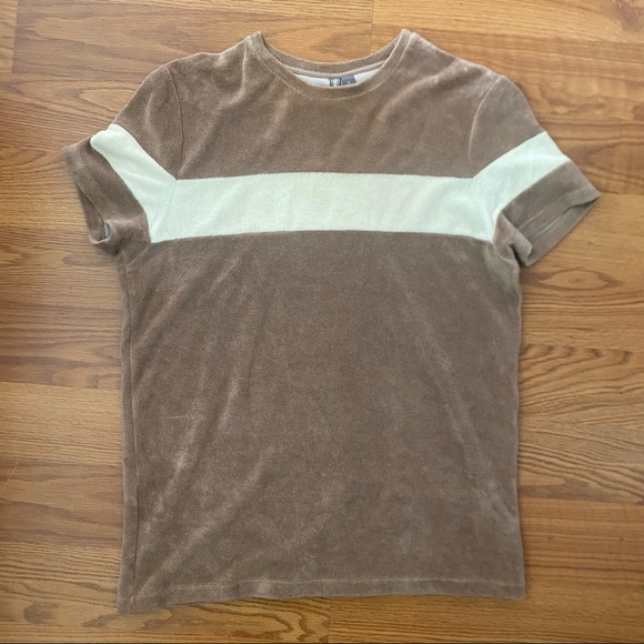 ASOS T-Shirt in Towelling fabric w/ contract panels in Sand - Picture 2 of 5